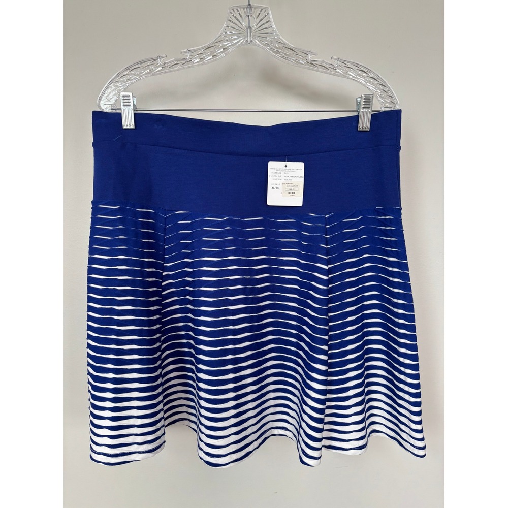 Arianne Adelaide Skirt Royal Blue White Wavy Stripe A-Line XL 3145 New